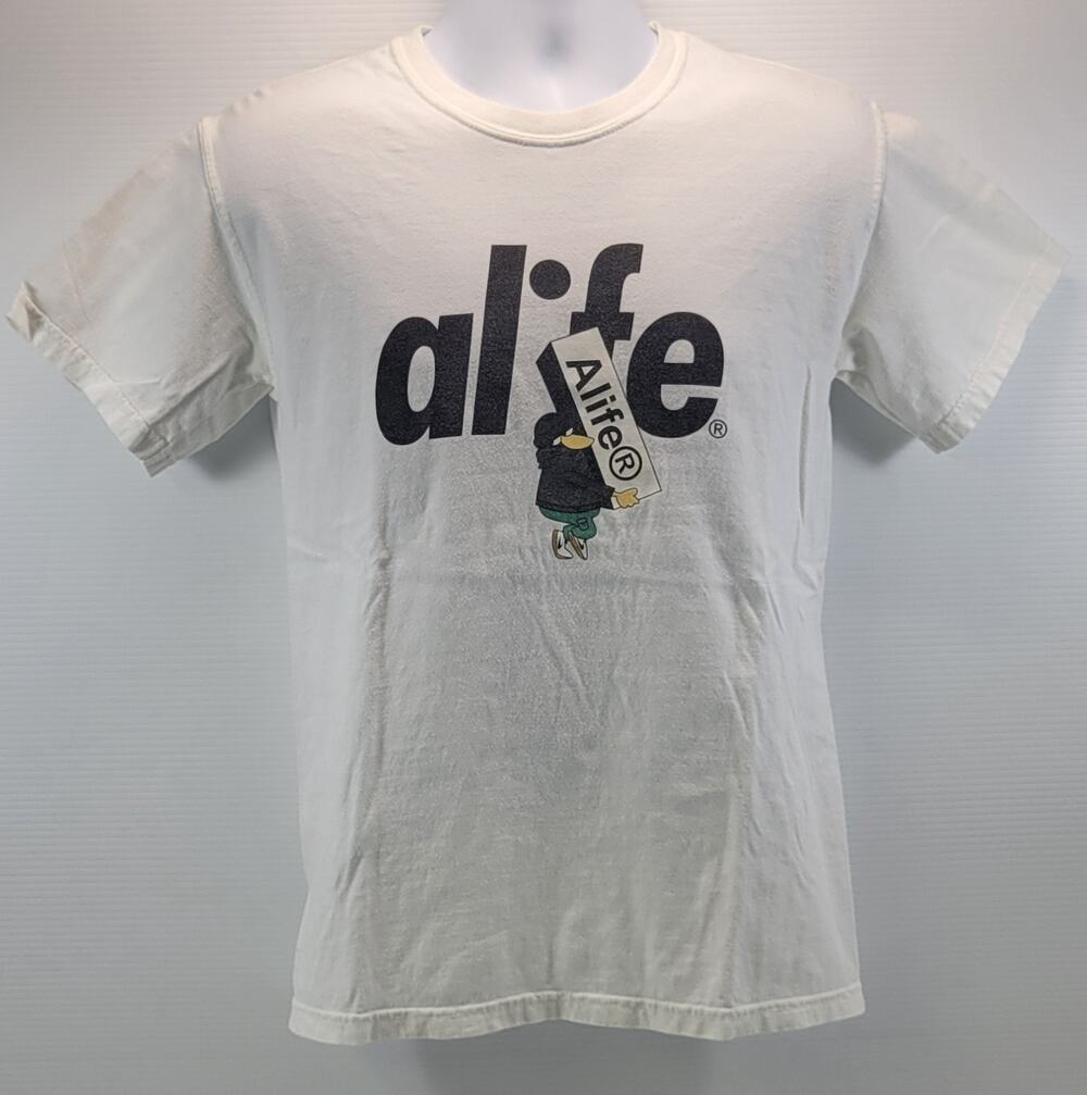 F1) Alife Boostin Men Streetwear Graphic White Cotton Small T-Shirt
